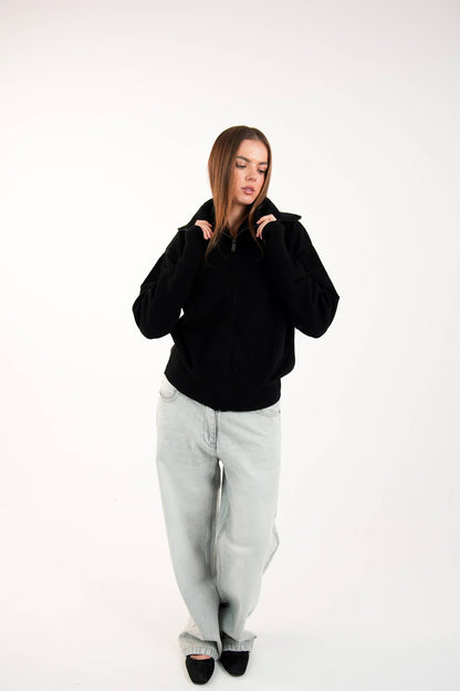 WOMEN'S HIGH NECK KNITTED JACKET