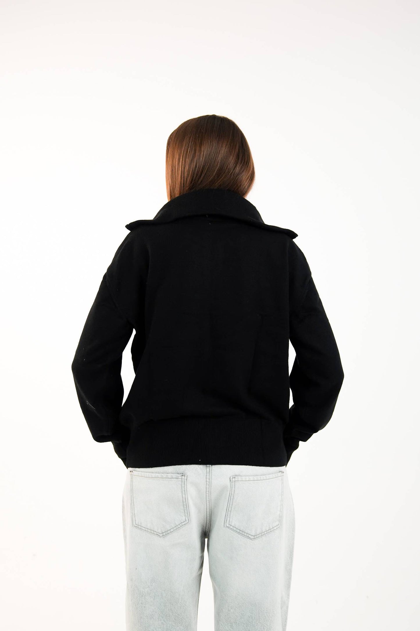 WOMEN'S HIGH NECK KNITTED JACKET