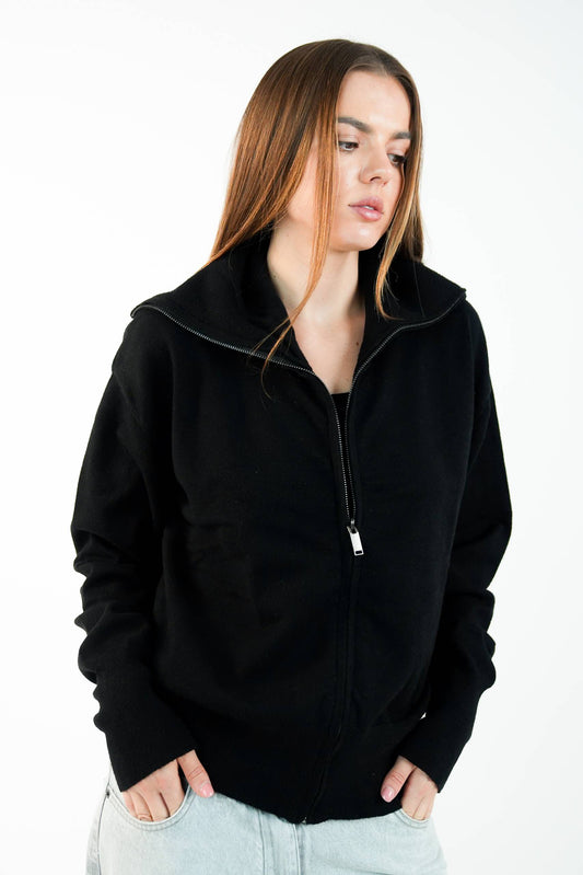 WOMEN'S HIGH NECK KNITTED JACKET