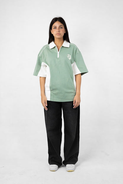 OVERSIZED TWO TONE POLO T-SHIRT